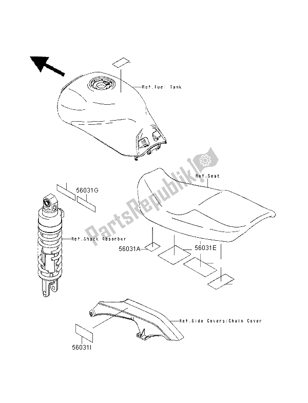 Tutte le parti per il Etichette del Kawasaki GPZ 1100 1998