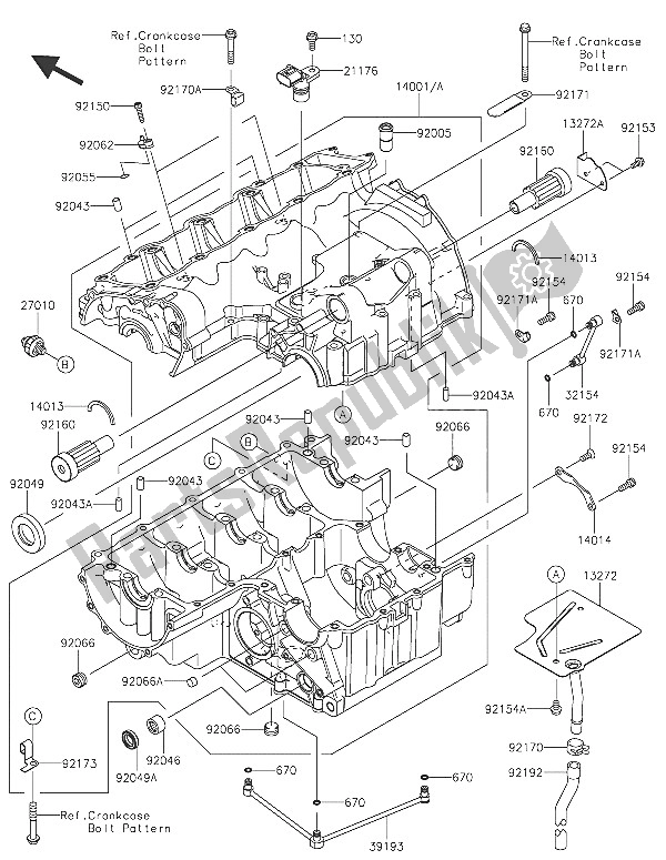 Todas las partes para Caja Del Cigüeñal de Kawasaki Z 800 2016