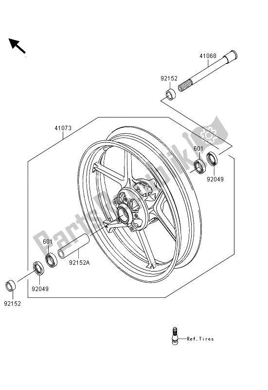 Toutes les pièces pour le Moyeu Avant du Kawasaki ER 6F 650 2013