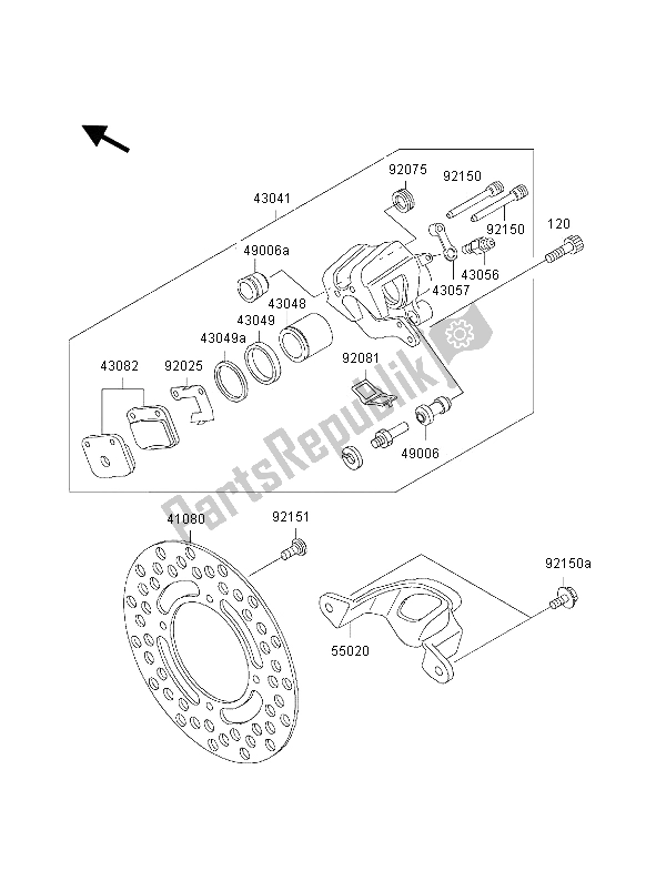 All parts for the Rear Brake of the Kawasaki KX 65 2000