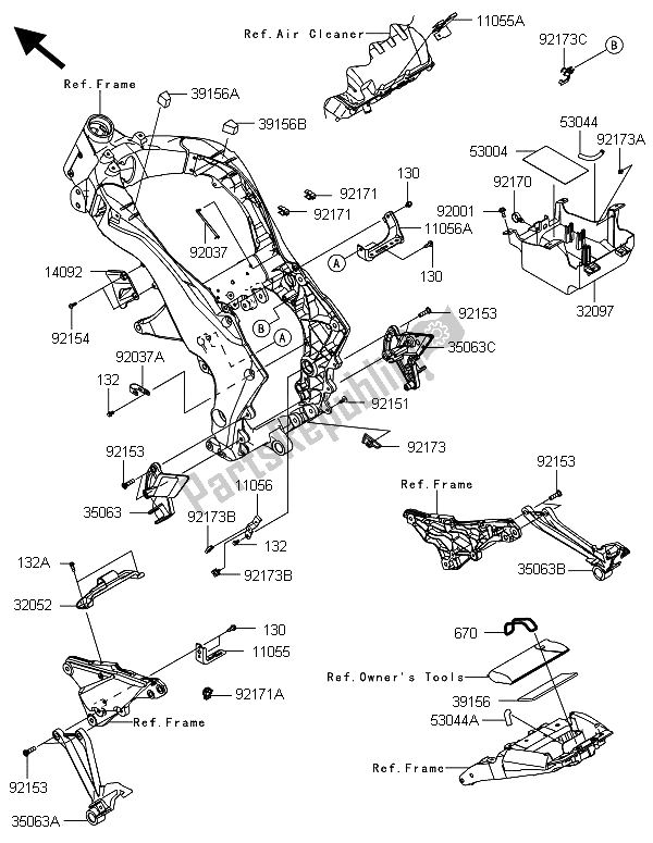 All parts for the Frame Fittings of the Kawasaki Z 1000 2013