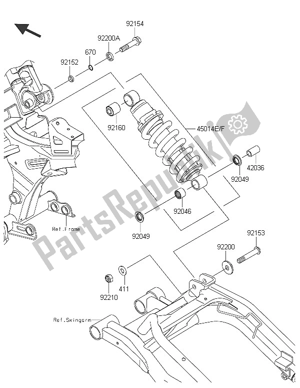 All parts for the Suspension & Shock Absorber of the Kawasaki ER 6N 650 2016