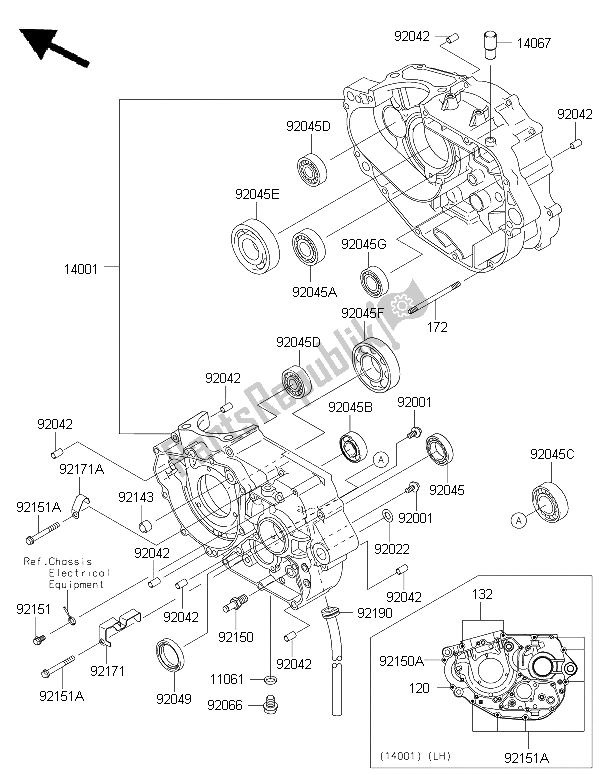 All parts for the Crankcase of the Kawasaki KLX 250 2015