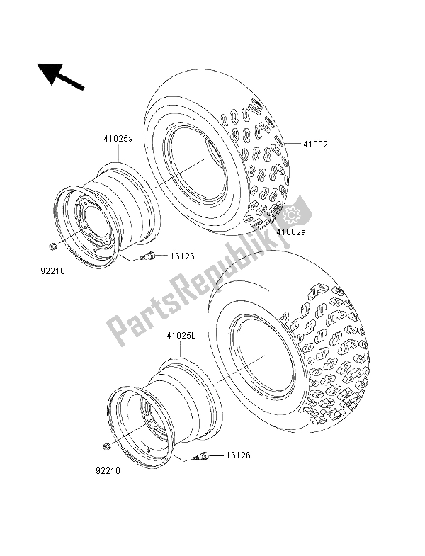 Alle onderdelen voor de Banden van de Kawasaki KLF 300 2000
