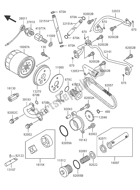 Tutte le parti per il Pompa Dell'olio del Kawasaki VN 800 Classic 2005