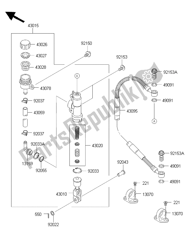 All parts for the Rear Master Cylinder of the Kawasaki KX 85 LW 2015