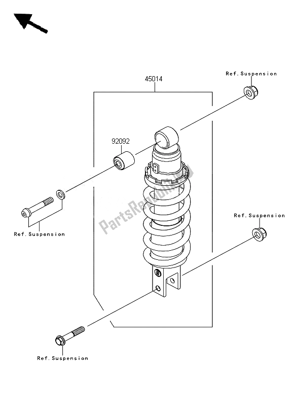 All parts for the Shock Absorber of the Kawasaki Z 750 2007