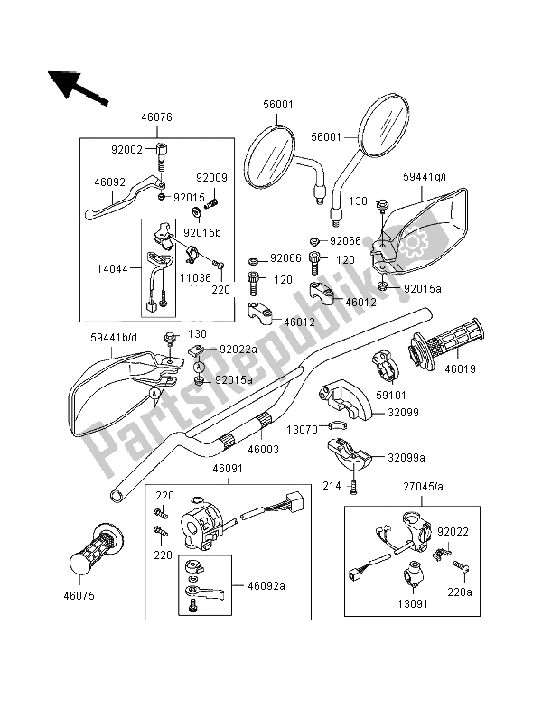 Todas las partes para Manillar de Kawasaki KLR 650 1996