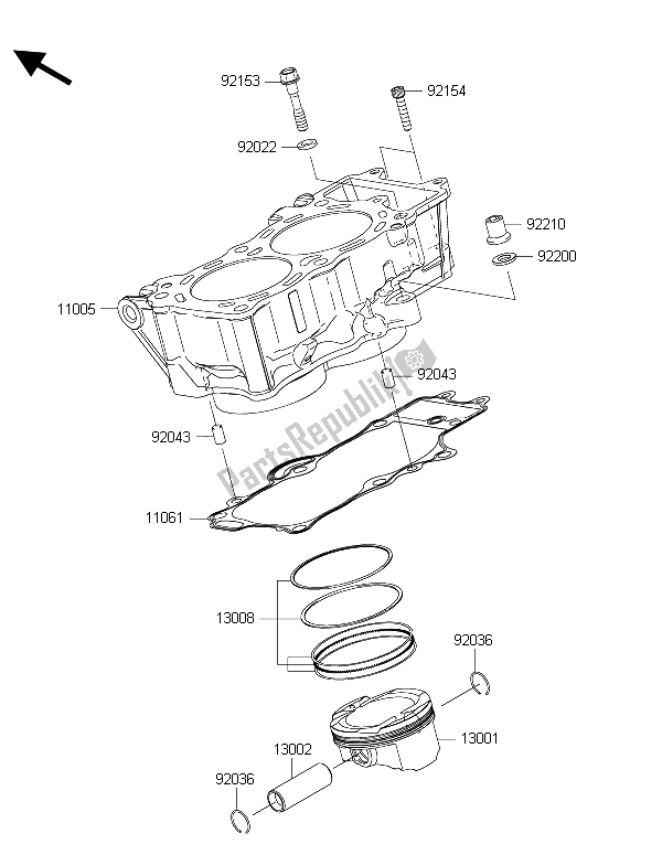 Tutte le parti per il Cilindro E Pistone del Kawasaki Versys 650 ABS 2015