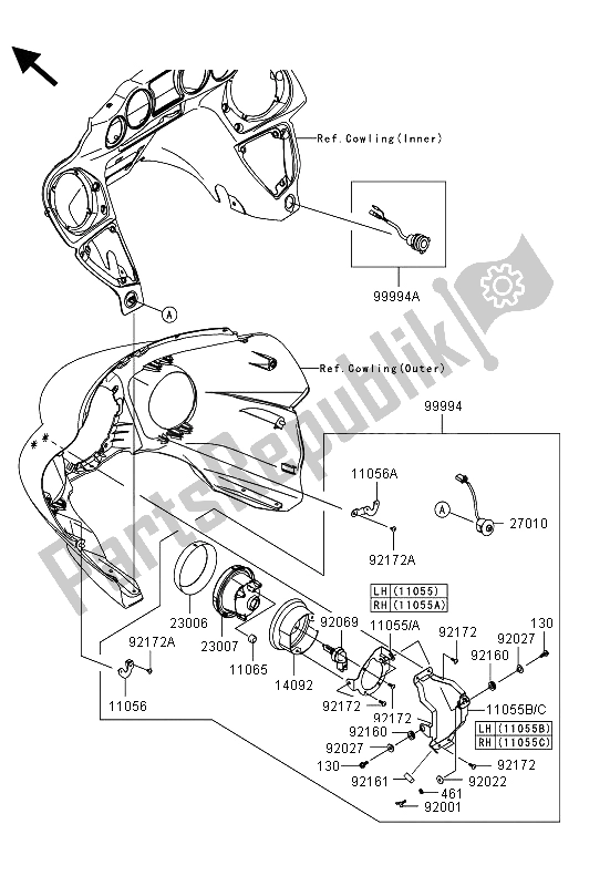 Toutes les pièces pour le Accessoire (aux Driving Light) du Kawasaki VN 1700 Voyager Custom ABS 2013