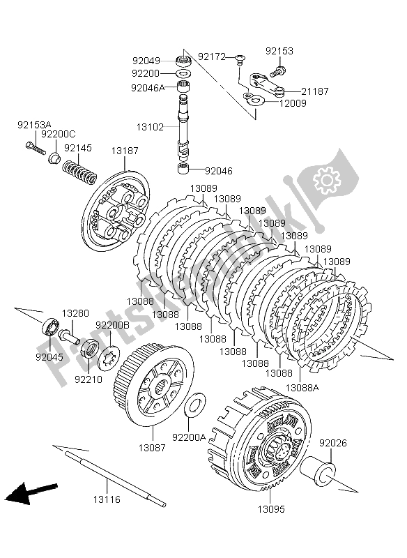 All parts for the Clutch of the Kawasaki KFX 400 2004