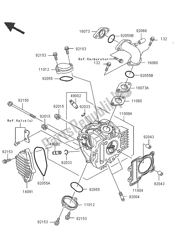 Wszystkie części do G? Owica Cylindra Kawasaki KLX 110 2005