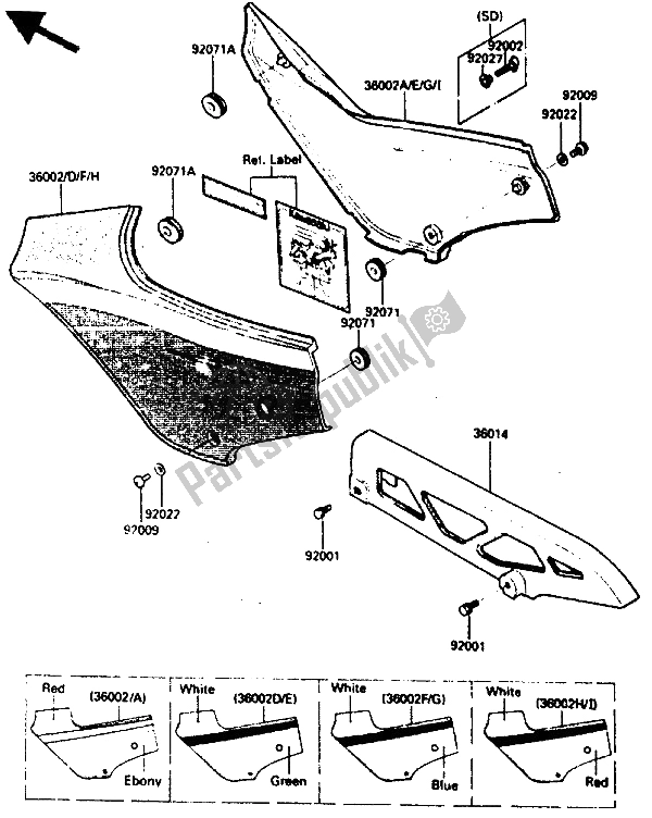 All parts for the Side Cover & Chain Case of the Kawasaki GPZ 600R 1986