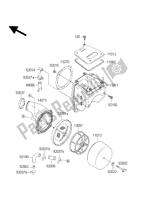 All parts for the Air Cleaner of the Kawasaki KLX 300R 1999