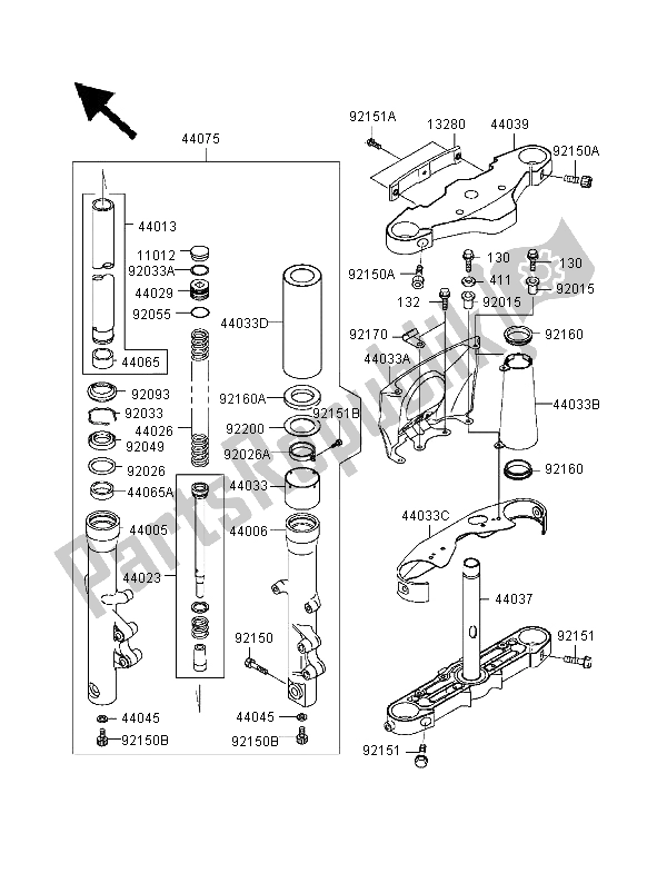 Todas las partes para Tenedor Frontal de Kawasaki VN 1500 Classic Tourer 1998