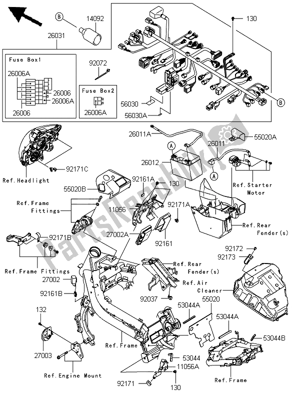 All parts for the Chassis Electrical Equipment of the Kawasaki ER 6N 650 2012
