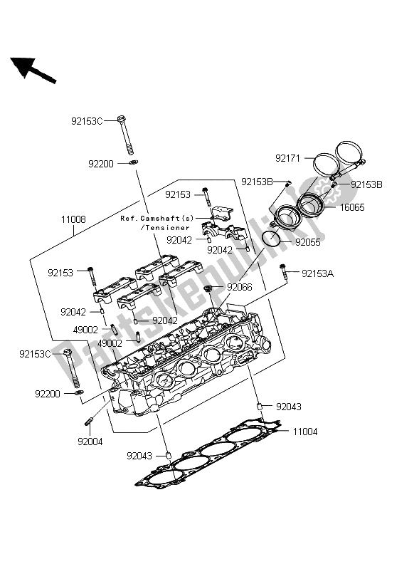 All parts for the Cylinder Head of the Kawasaki ZZR 1400 ABS 2011