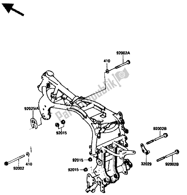 Alle onderdelen voor de Frame Passend van de Kawasaki GPZ 750R 1985