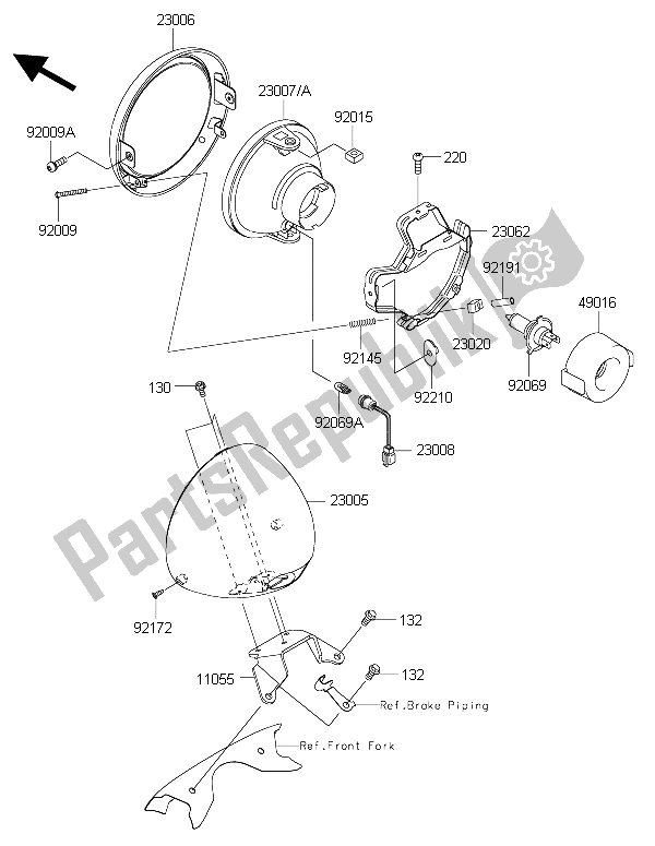 All parts for the Headlight(s) of the Kawasaki Vulcan 1700 Nomad ABS 2015