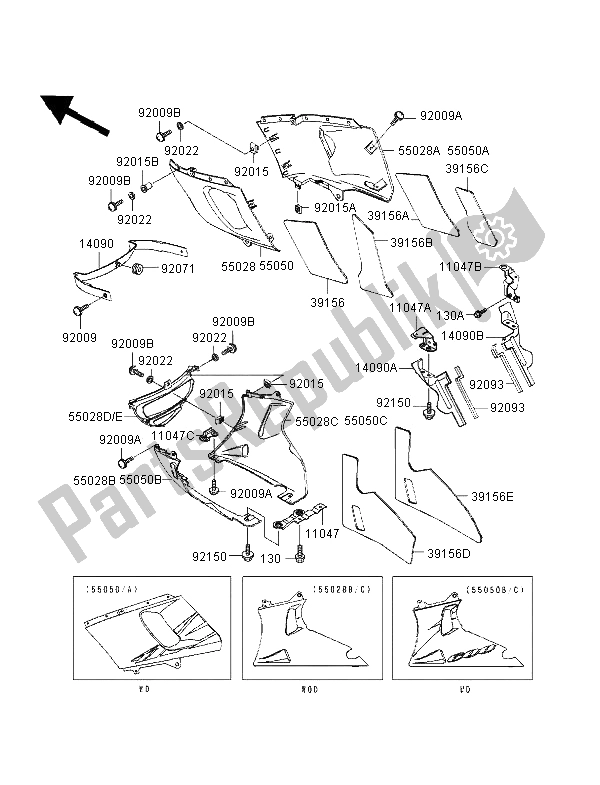 All parts for the Cowling Lowers of the Kawasaki ZZ R 600 1997