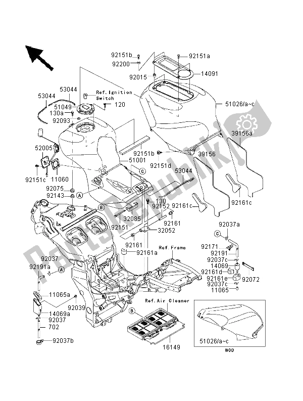 Todas las partes para Depósito De Combustible de Kawasaki Ninja ZX 12R 1200 2000