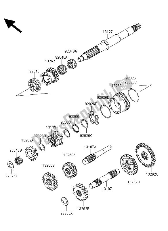 All parts for the Transmission of the Kawasaki KVF 650 4X4 2013