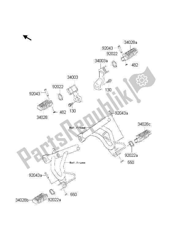 Alle onderdelen voor de Voetsteunen van de Kawasaki KLR 650 2002