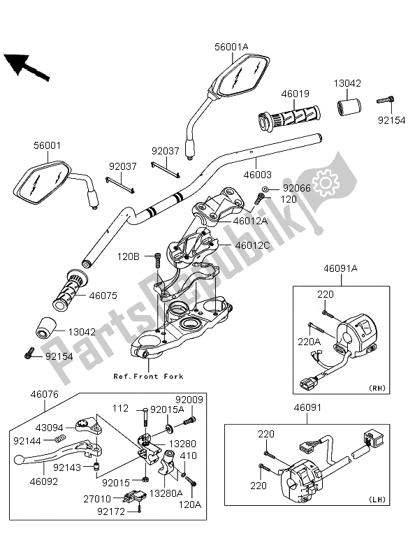 Todas las partes para Manillar de Kawasaki Versys 650 2011