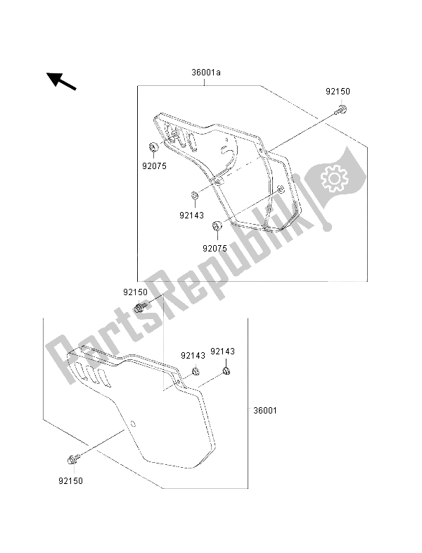 All parts for the Side Covers of the Kawasaki KX 500 2000