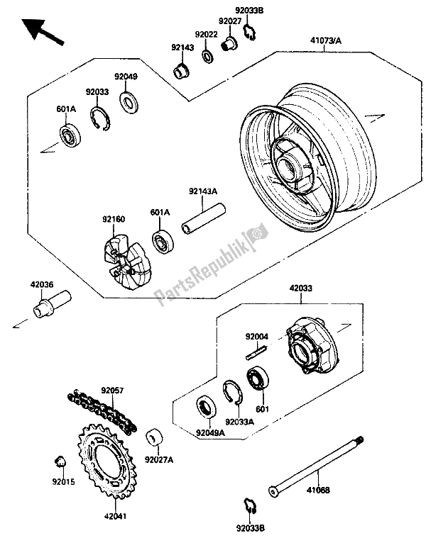 Todas las partes para Buje Trasero de Kawasaki ZX 10 1000 1989