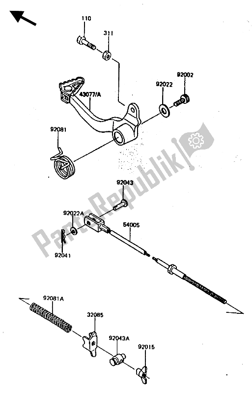 Tutte le parti per il Pedale Del Freno del Kawasaki KLR 600 1985