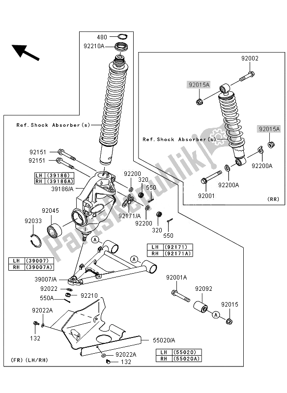 All parts for the Suspension of the Kawasaki KVF 360 4X4 2010