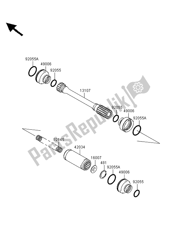 All parts for the Drive Shaft & Propeller of the Kawasaki KVF 360 4X4 2012