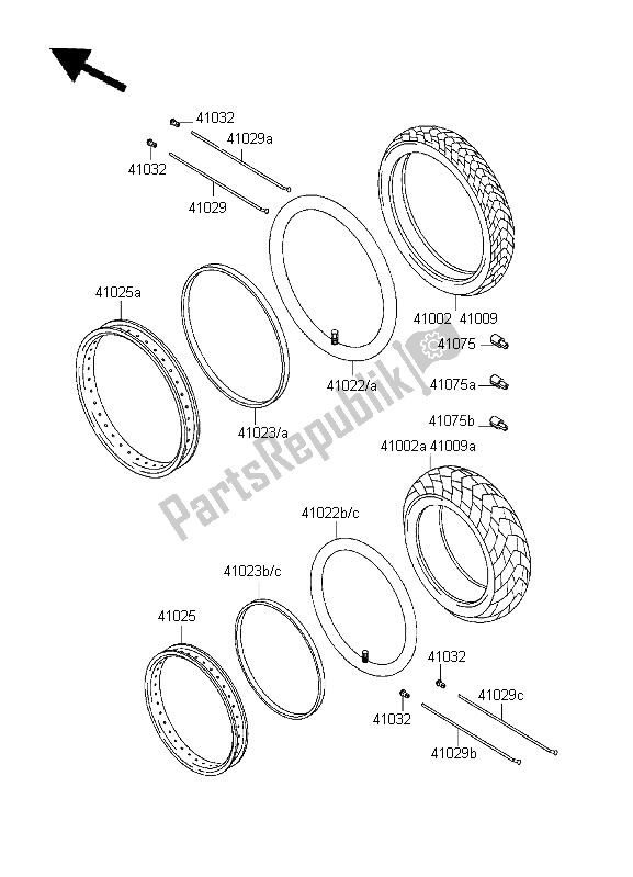 Toutes les pièces pour le Pneus du Kawasaki KLE 500 1996