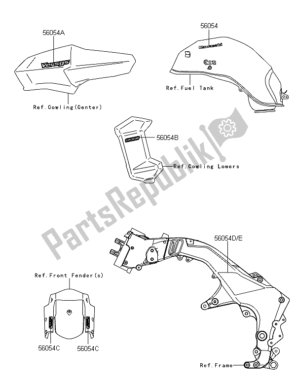 All parts for the Decals of the Kawasaki Versys 1000 2012