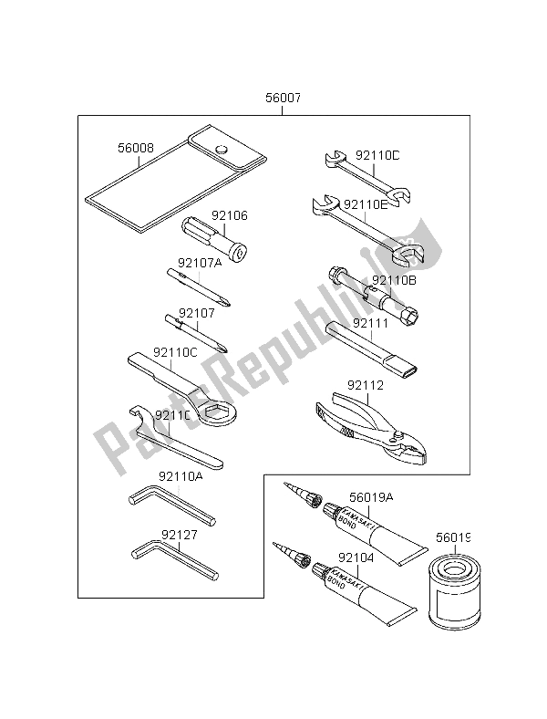 Tutte le parti per il Strumenti Proprietari del Kawasaki EL 252 1996