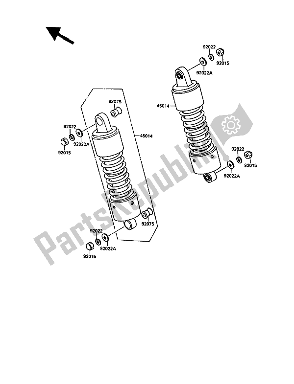 All parts for the Suspension & Shock Absorber of the Kawasaki VN 15 1500 1988