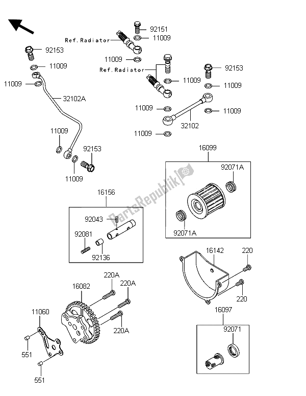 Alle onderdelen voor de Oliepomp van de Kawasaki KLF 300 4X4 2006