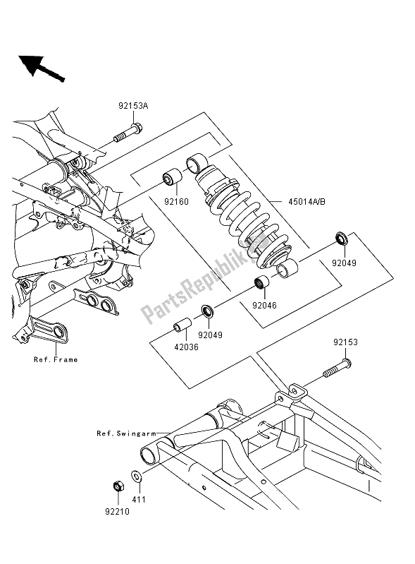 All parts for the Suspension & Shock Absorber of the Kawasaki ER 6F ABS 650 2006