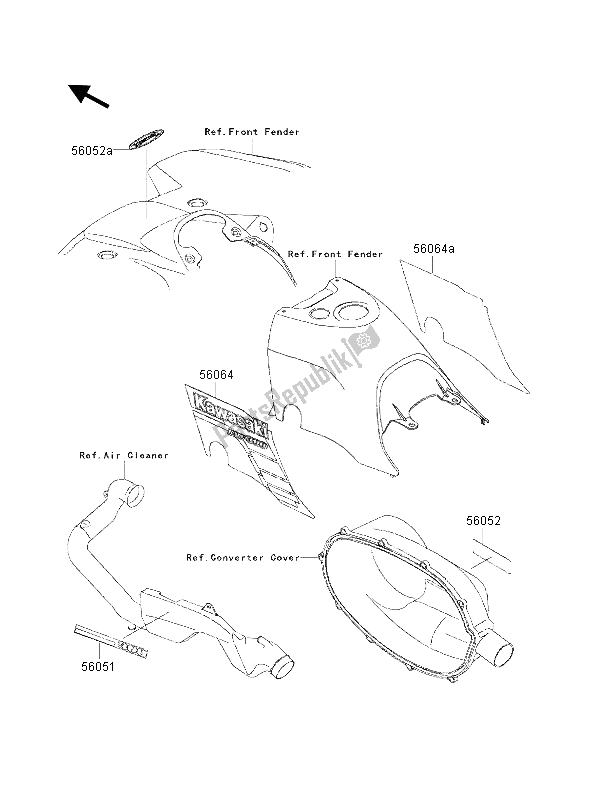 All parts for the Decals (red) (eu) of the Kawasaki KVF 300 2001