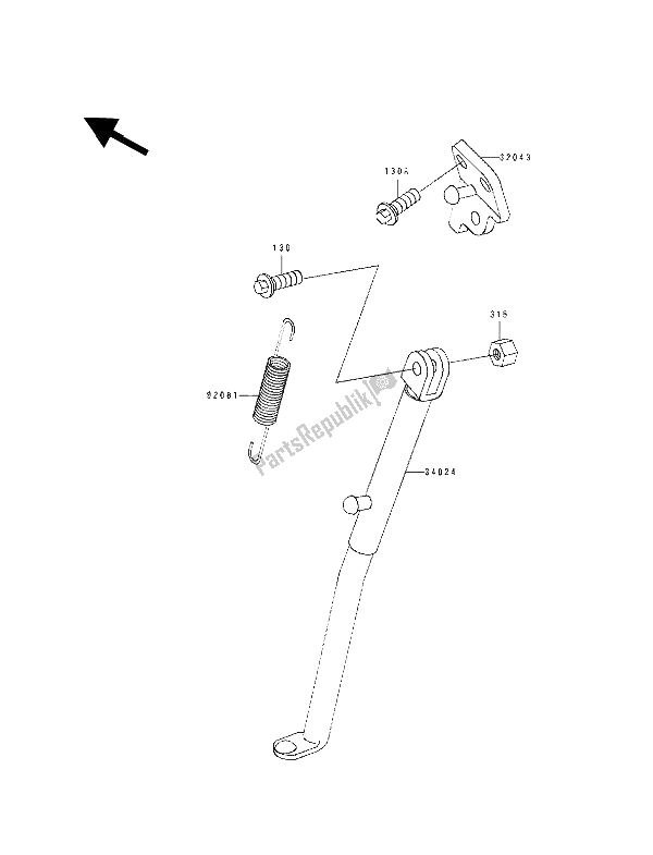 Alle onderdelen voor de Staan van de Kawasaki KDX 200 1989