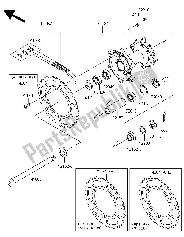 Todas las partes para Buje Trasero de Kawasaki KX 450F 2012