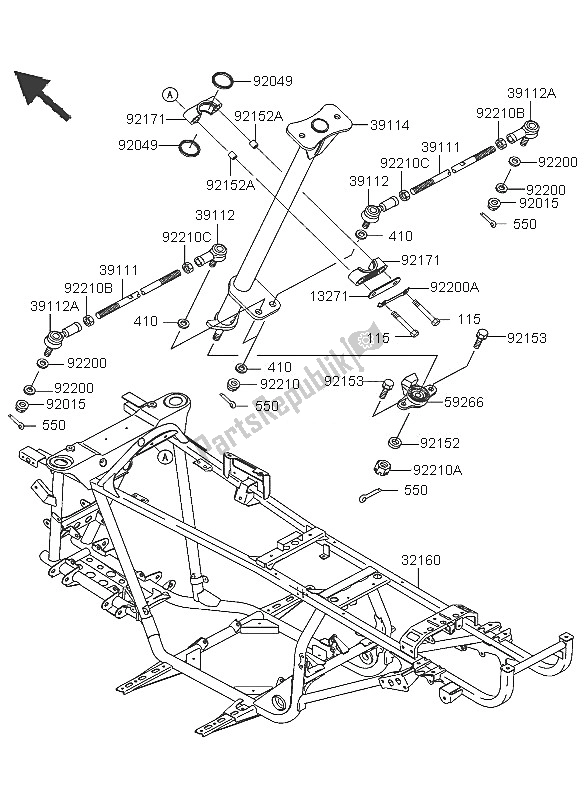 All parts for the Frame of the Kawasaki KVF 360 2005