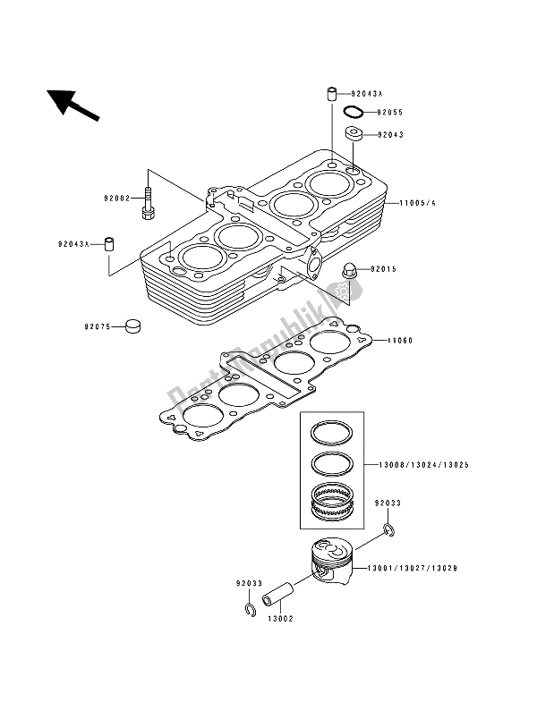 Toutes les pièces pour le Cylindre Et Piston (s) du Kawasaki Zephyr 550 1992