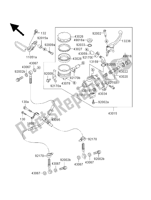 Tutte le parti per il Pompa Freno Anteriore del Kawasaki Ninja ZX 9R 900 2000