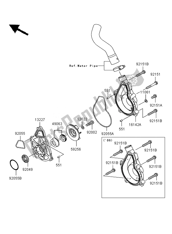 All parts for the Water Pump of the Kawasaki ER 6F ABS 650 2007