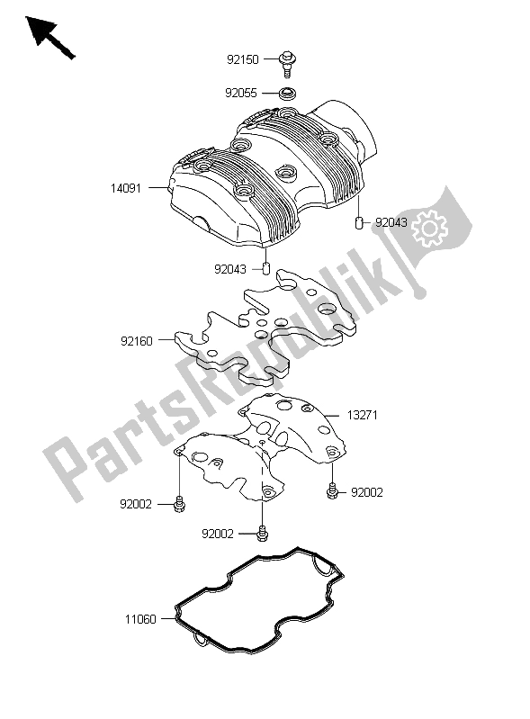 Todas las partes para Cubierta De Tapa De Cilindro de Kawasaki W 650 2006