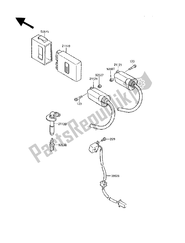 All parts for the Ignition System of the Kawasaki GPX 250R 1988