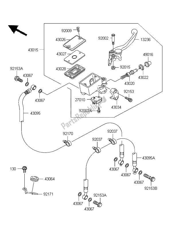 Tutte le parti per il Pompa Freno Anteriore del Kawasaki Z 750 2004