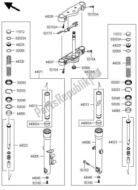 Todas las partes para Tenedor Frontal de Kawasaki VN 900 Custom 2012